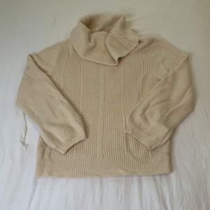 Super Soft Cream Knit Sweater with Cowl Women Small Black Swan